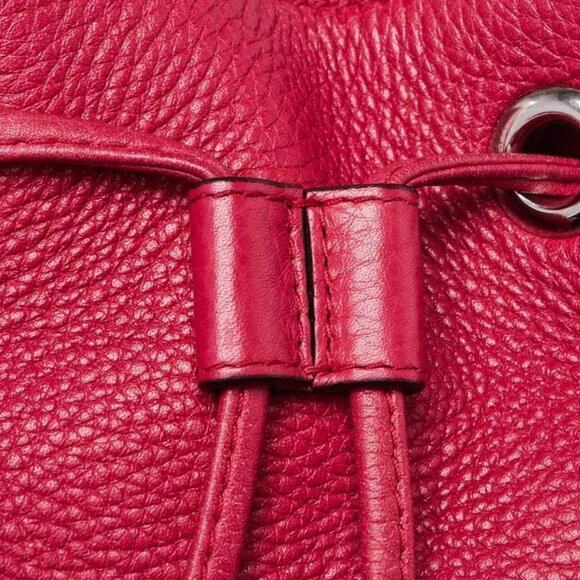 Gucci Dark Pink Pebbled Leather Bamboo Backpack Bag - Picture 6 of 12